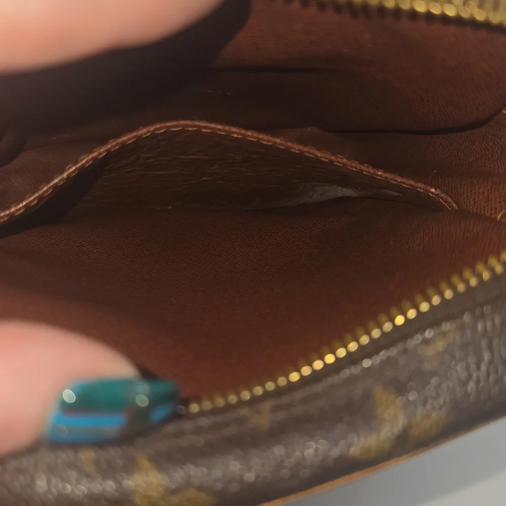 Louis Vuitton Brown Monogram Canvas Crossbody Bag with Tan Trim comes with COA